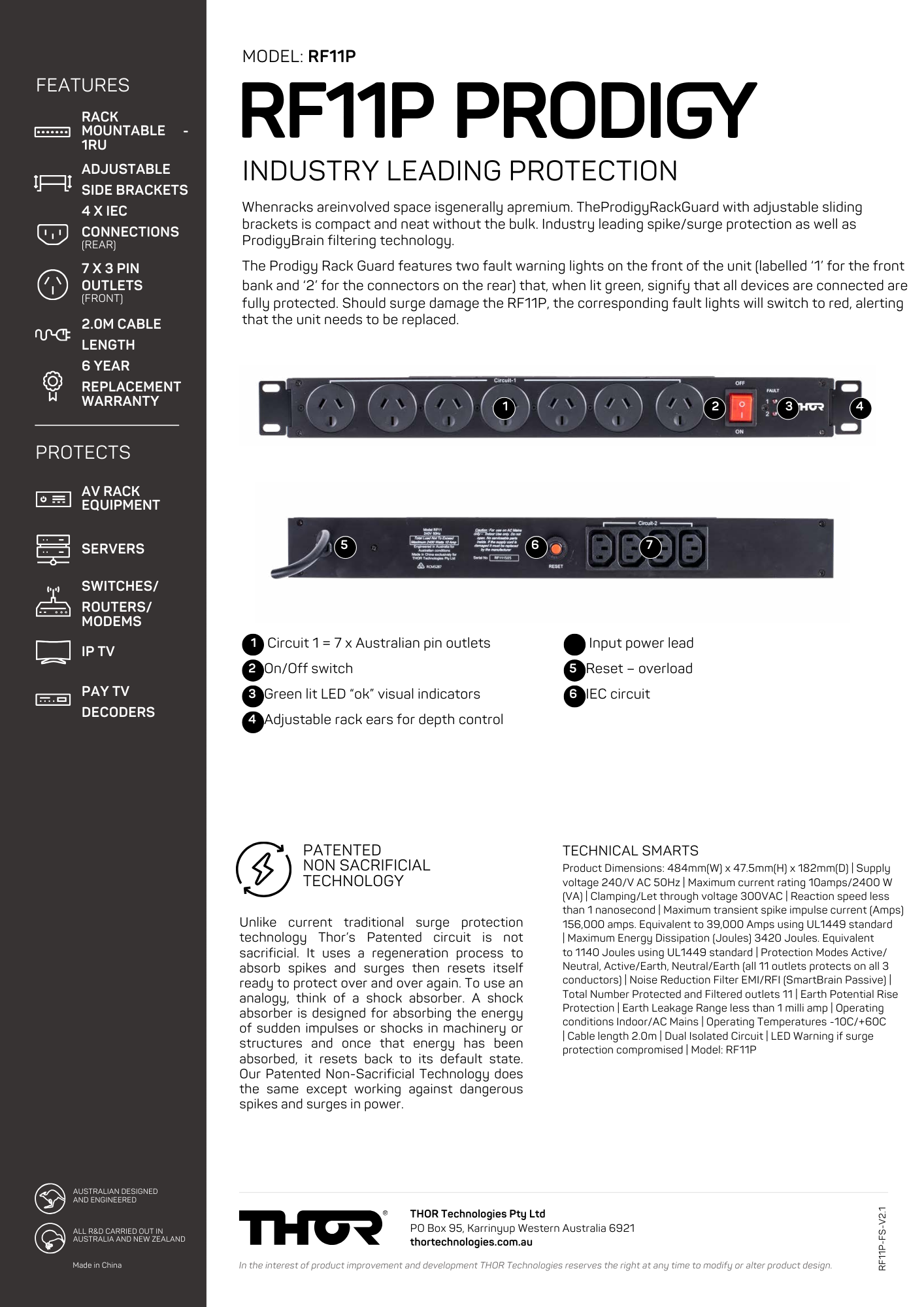 Thor RF11P Prodigy Smart Rack Guard Surge Protection Power Rack