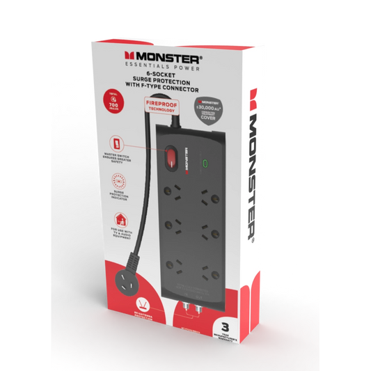 Monster 6 Socket Surge Protection with F-Type Connector