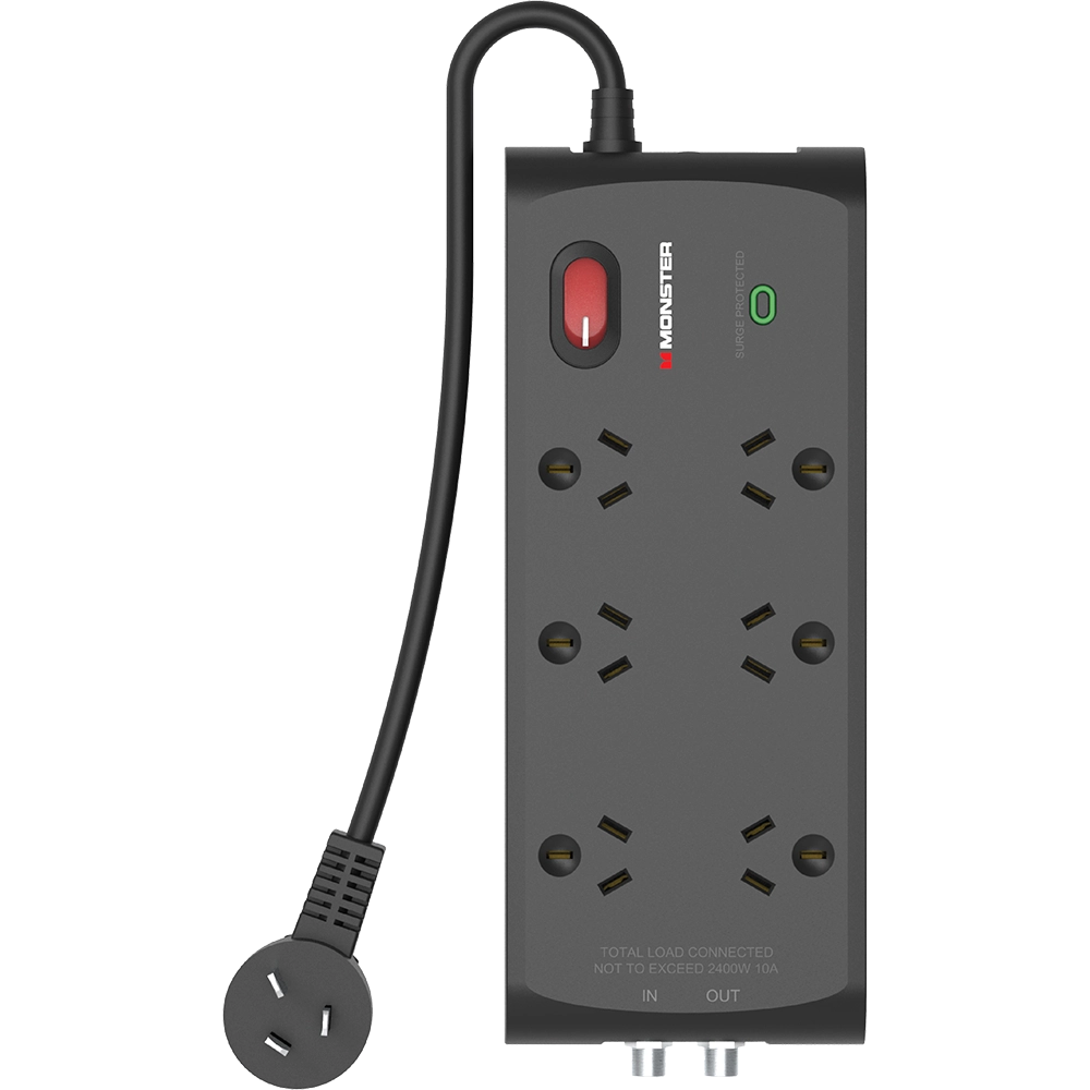 Monster 6 Socket Surge Protection with F-Type Connector