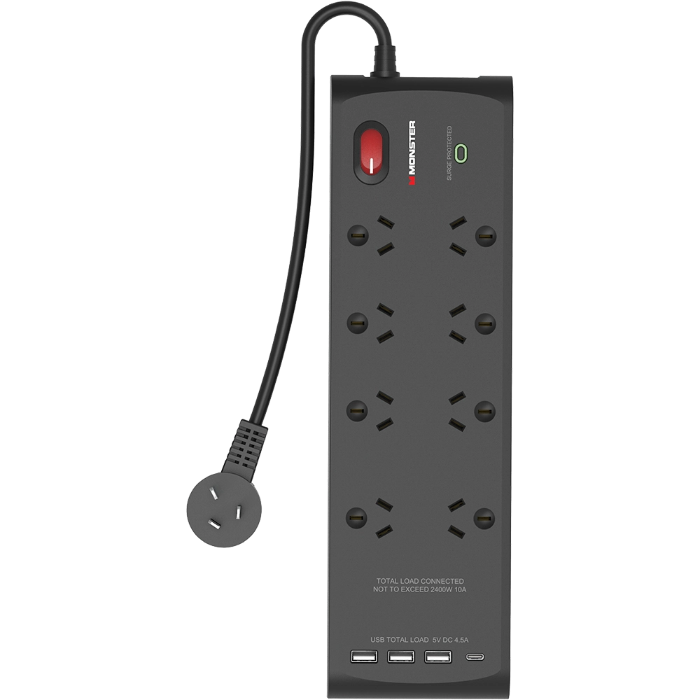 Monster 8 Socket Surge Protection with USB