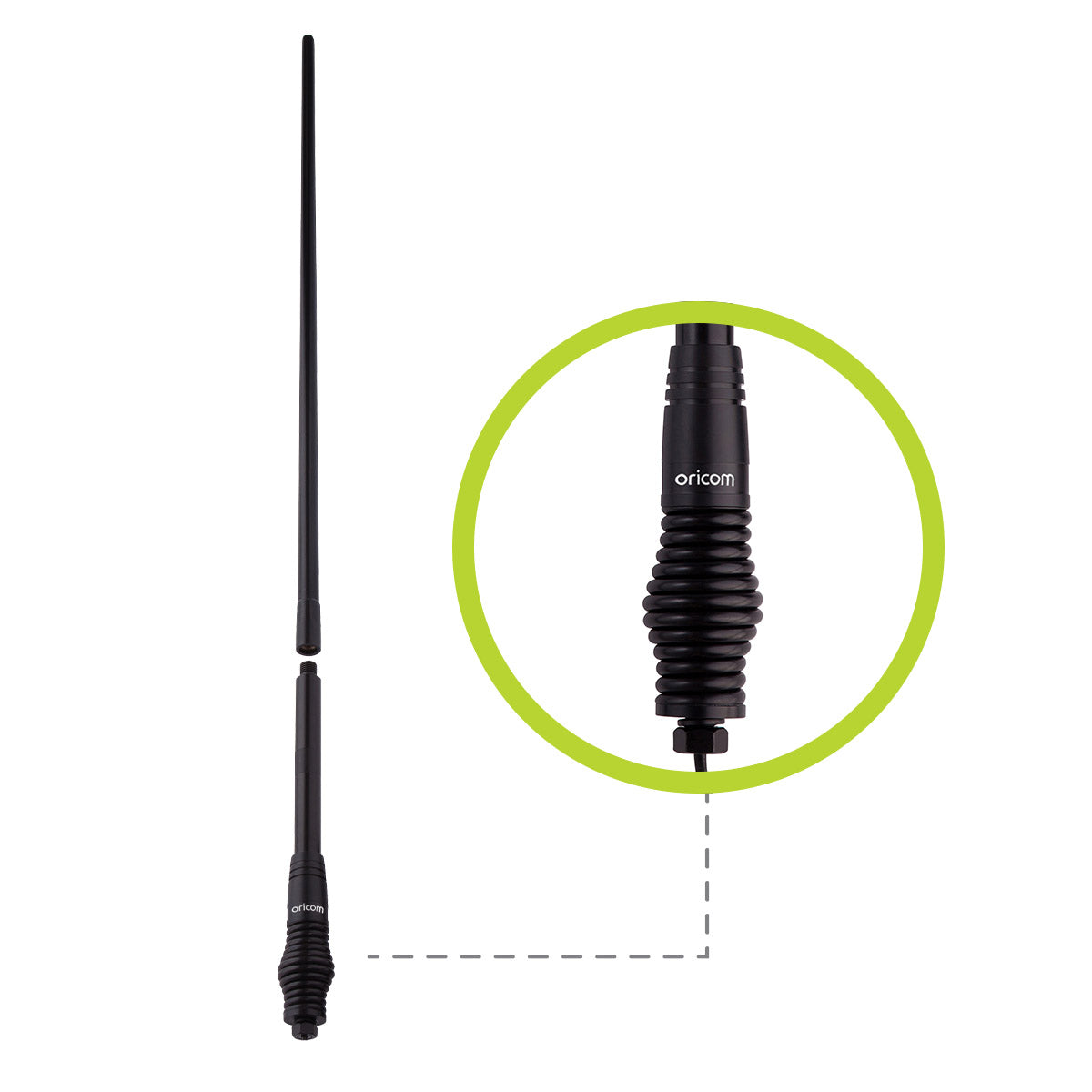 Oricom2-in-1 All-Terrain UHF CB Antenna for Low/High Gain (3dbi/6.5dbi)
