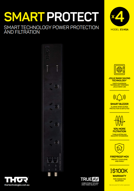 Thor E1/45A 4 Way Filtered Surge Protection Power Board