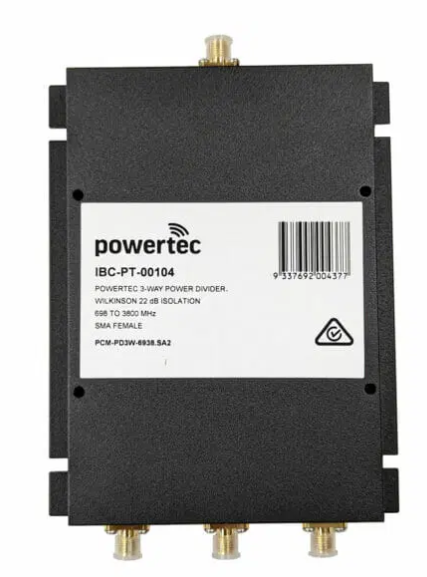 Powertec 3-Way SMA Female RF Power Divider 698–3800MHz