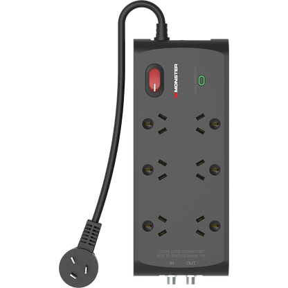 Monster 6 Socket Surge Protection with F-Type Connector