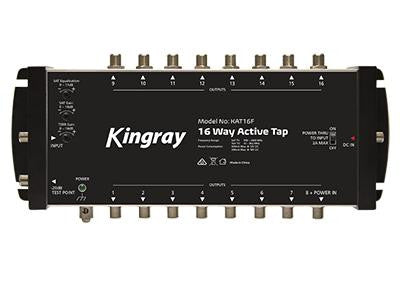 Kingray KAT16F 16-way active tap, showing the labelled unit and F-type ports
