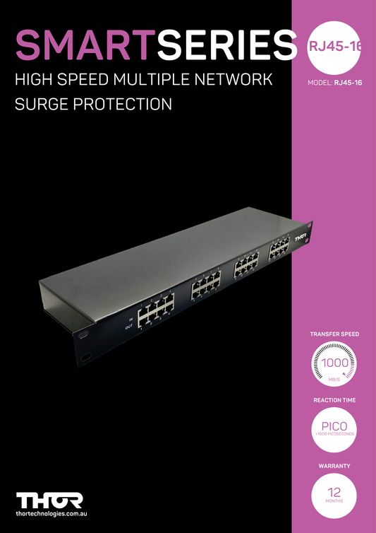 Thor RJ45/16 Smart Series 16 Way Network Surge Protection