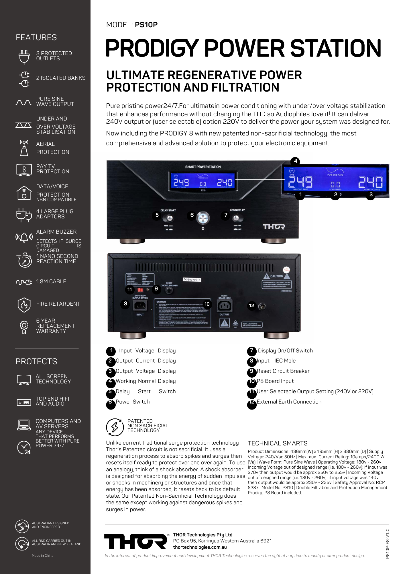 Thor PS10P Prodigy 10A Pure Sine Wave Prodigy Power Station